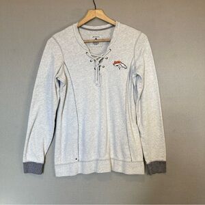 ANTIGUA DENVER BRONCOS WOMEN'S LONG SLEEVE SHIRT, SZ-MED, GRAY w/Bronco Emblem